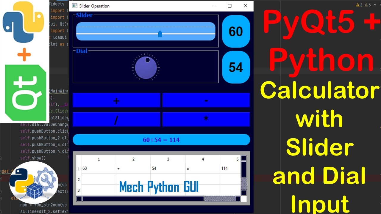 Python PyQt5 - Dynamically Calculator with Slider and Dial as Input.
