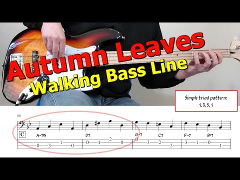 "Autumn Leaves" Walking Bass Line 🎵 Bass Guitar Lesson 🎸