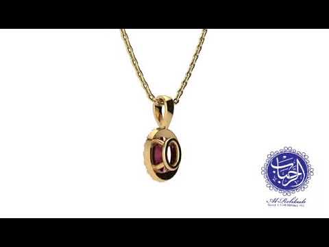 Oval Ruby Necklace In Silver 925 Rhodium Gold Plated