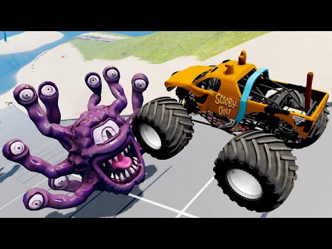 Epic High Speed Long Sky Jumps and Crashes Over Beholder Monster  – BeamNG Drive Game Fun Madness