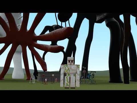 GMod: Trevor Henderson Creatures Vs Minecraft Iron Golem!!! Minecraft Iron Golem
