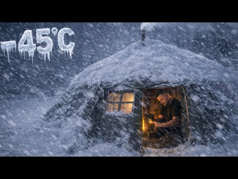 96 Hours Alone in a Frozen Forest Blizzard | Hot Tent Survival.