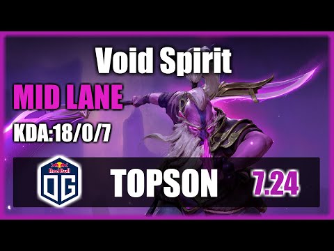Topson - Void Spirit MIDLANE | vs OG.midone | KDA:18/0/7 | Hard MID | Wipe | 7.24