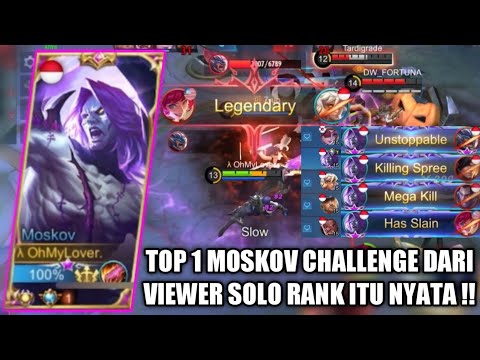 TOP 1 MOSKOV MENERIMA TANTANGAN DARI VIEWER, SOLO RANK NO SKIN HARUS GENDONG TIM !! - MOBILE LEGENDS