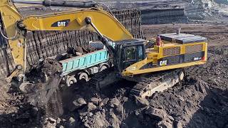 Cat 385C Hydraulic Excavator Loading Overburden On Mercedes & MAN Trucks - Interkat SA