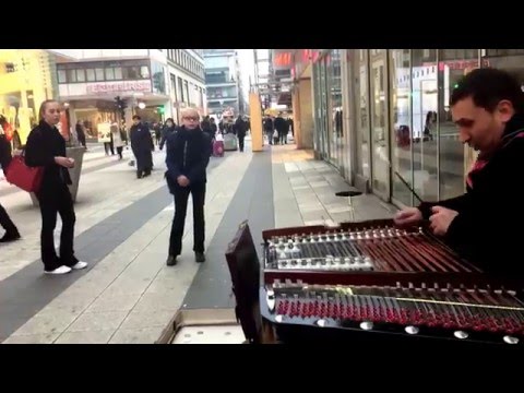 Cimbalom (Open Piano) street performance by George Balan, Stockholm, Sweden.