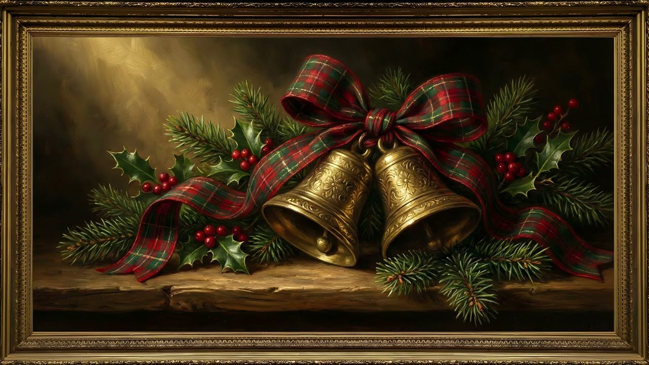 Old Money Golden Christmas Bells Gold Frame TV Art Screensaver | 2 Hours 4K — 4K ambient art screensaver in baroque gold frame