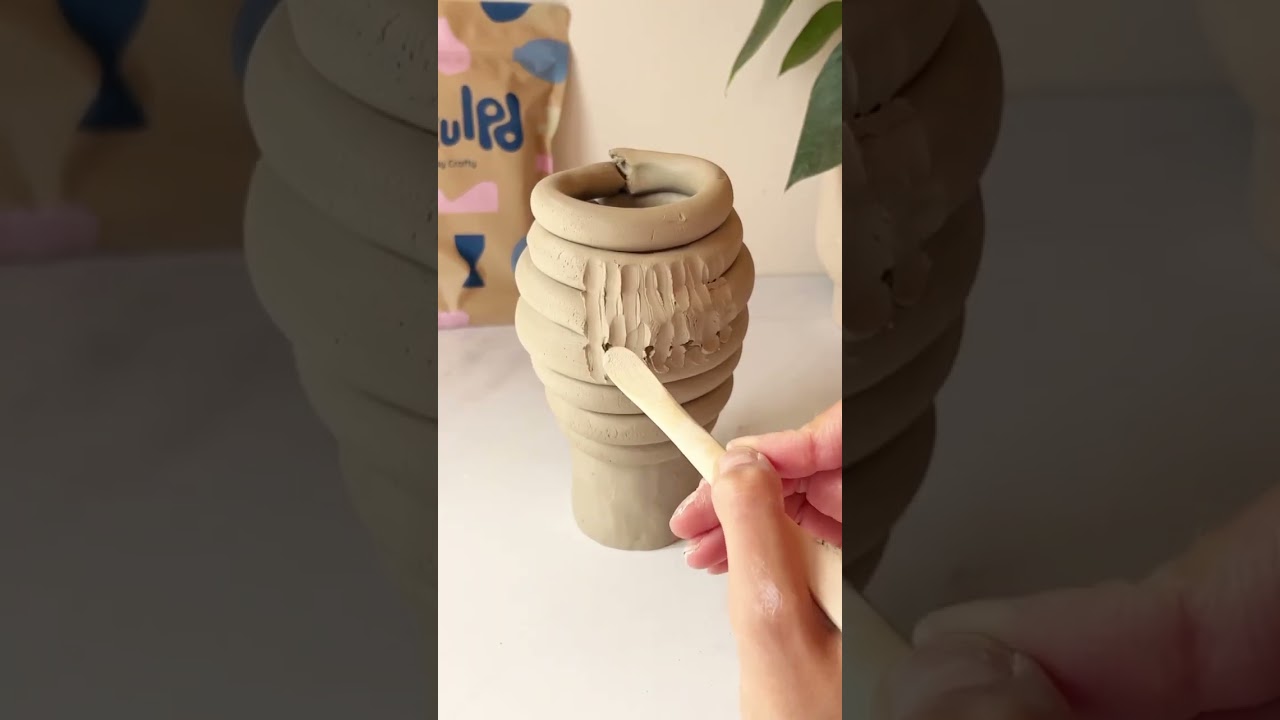 DIY Shell Vase 🐚 #airdryclay #diy #clay #pottery