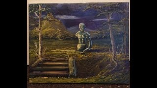 Statue of the Ancient Celebrated Warrior - wet on wet -  Landscape Oil Painting Tutorial