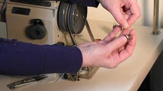 How to thread an industrial sewing machine and how to wind a bobbin using the attached bobbin winder
