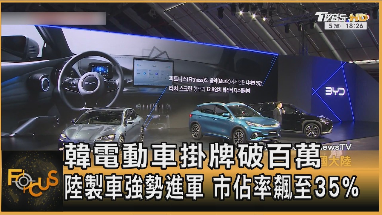 FOCUS全球新聞/韓電動車掛牌破百萬!陸製車強勢進軍 市佔率飆至35%