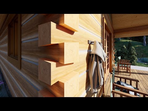 DOVETAIL 18' x 24' dovetail notch log cabin with slab side logs