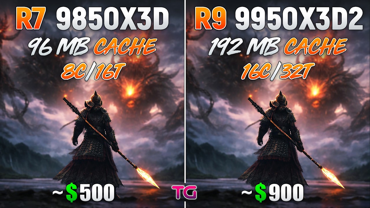 Ryzen 7 9850X3D vs Ryzen 9 9950X3D2 - Test in 11 Games