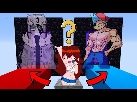Redstone Dude - Minecraft FNF Girlfriend: DO NOT CHOOSE THE WRONG PORTAL (Ruv OR Boyfriend ?)