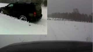 preview picture of video 'Патфайндер по мокрому снегу на дачу'