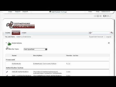 How to Install a Skin in DotNetNuke 5 - Video 1 of 2