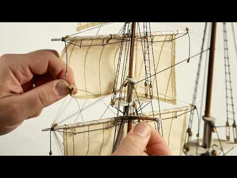 DECK 65- Place the sheets, jib, gaff rig . ENDURANCE - Naval Modeling - Craftwork