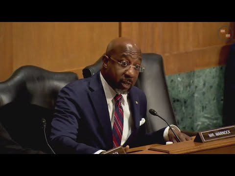 Georgia Sen. Raphael Warnock questions Robert F. Kennedy Jr. during Senate committee hearing