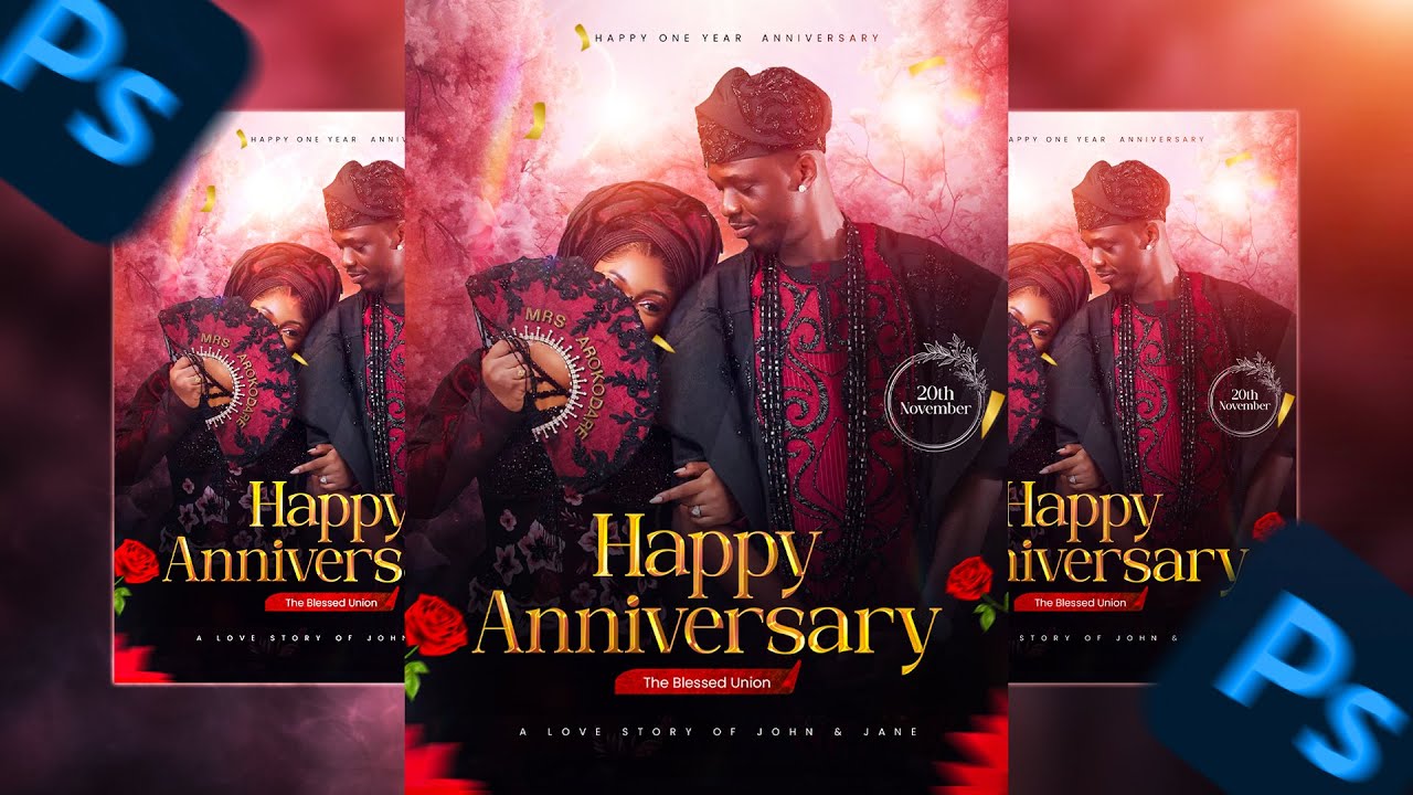 Create a Stunning Marriage Anniversary Poster or Flyer in Photoshop (Must Watch Tutorial + PSD)