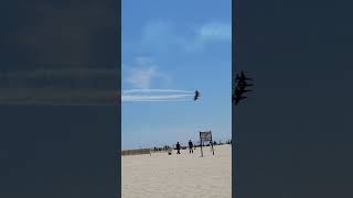 Thunderbirds changing formation over the beach