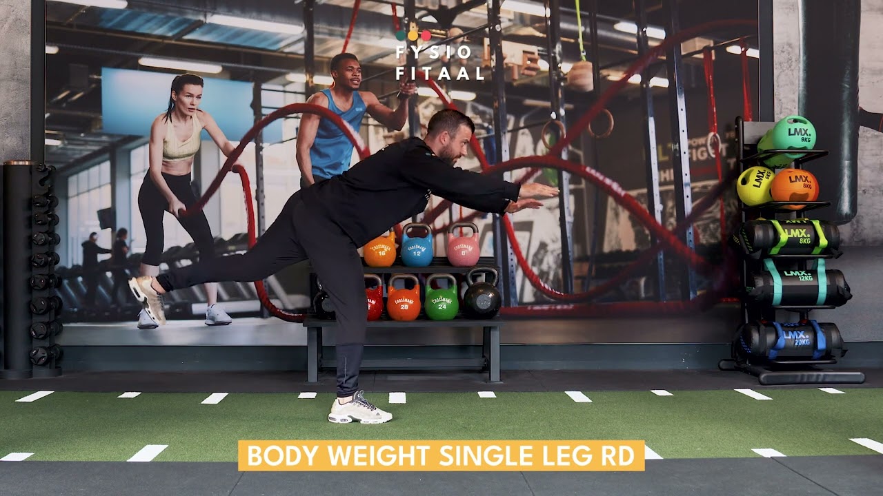 Video thumbnail: Body weight single leg RDL — instructievideo