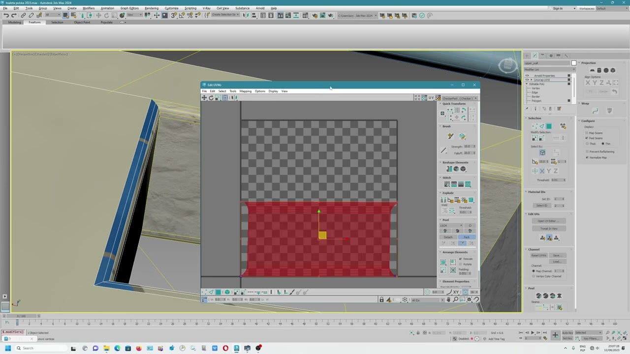 3ds max 2024.1 - Unwrap UVW modifier - (LSCM option) - tutorial EN (2023)