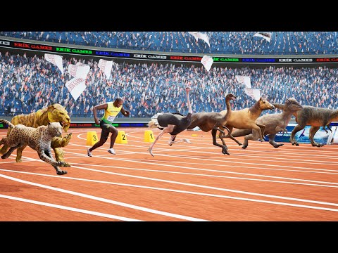 Animals and Humans Speed Comparison: Living and Extinct | 100m Final: The Fastest Animals and Man