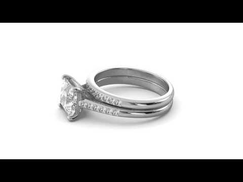 2.90 tcw Princess & Round Cut Engagement Ring Bridal Set Solid 14k White Gold