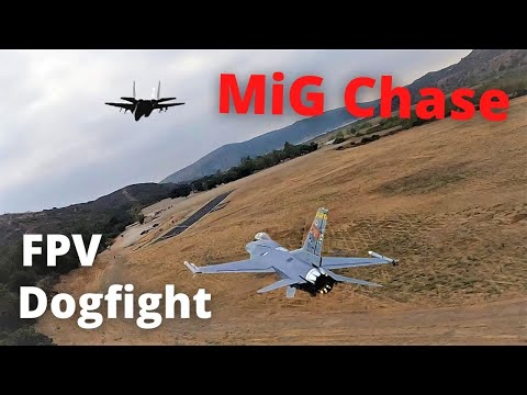 Mig Chase - EFlite F-16 FPV Staged Dogfight with Mig-29
