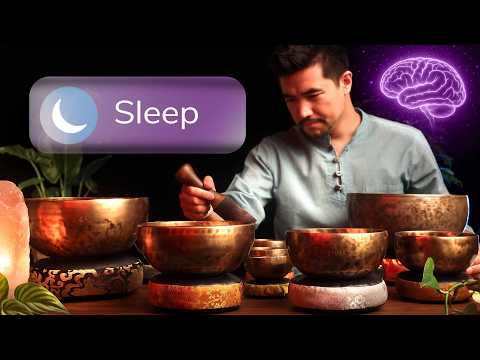 *INSTANT SLEEP MODE* • Nervous System Healing with Singing Bowl and Water White Noise • BLACK SCREEN