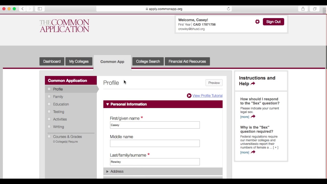 Common App 2017-2018 Overview