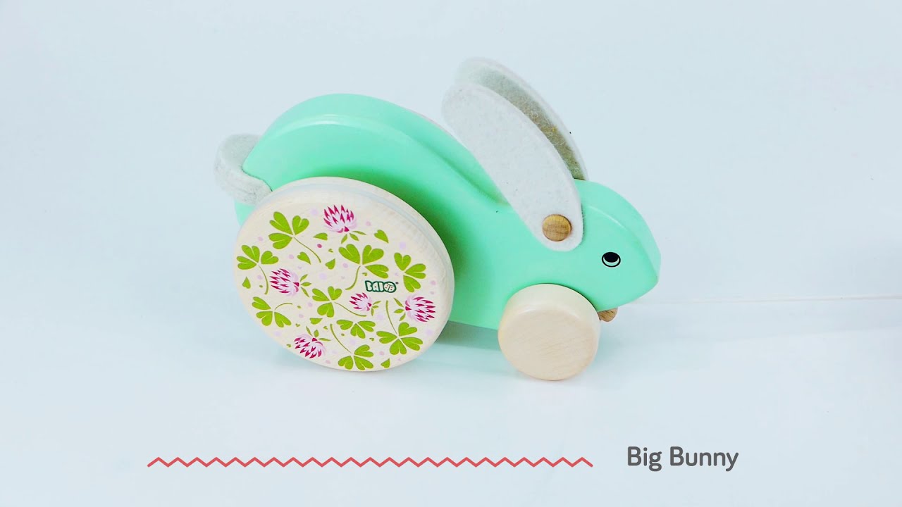 Bajo Veľký ružový drevený králik na ťahanie