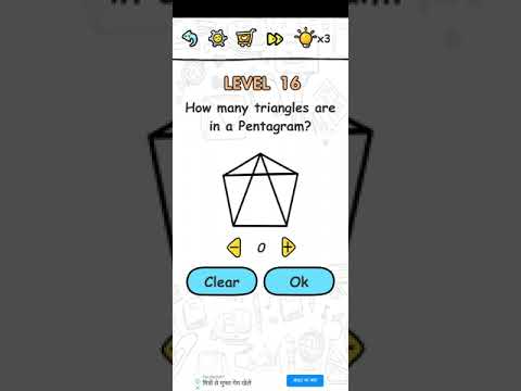 Brain test game LEVEL 16 How many triangles are in a Pentagram