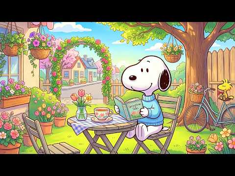 Snoopy’s Sweet Outdoor Reading Nook 📖🚲 Relaxing Jazz for Stress Relief & Peaceful Spring Vibes 🌸