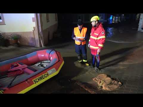 Land unter im Eifelkreis Bitburg -Prüm am 14.08.2021:Fluß Nims Stieg!