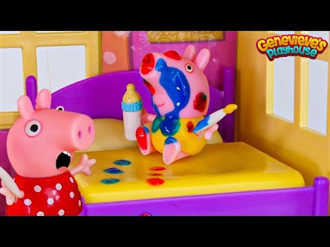 Toy Learning Video for Kids - ♥Peppa Pig♥ Babysitting Baby Alexander!