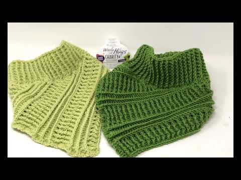 Crochet wedge collar with patent ribs - Woolly Hugs CHARITY