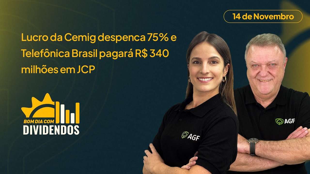 Lucro da Cemig cai 75% e Telefônica Brasil pagará R$ 340 mi em JCP | Bom dia com Dividendos 14/11/25