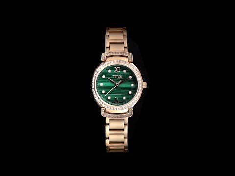 FAIR LADY 3 HANDS QUARTZ MALACHITE STAINLESS STEEL WOMEN WATCH W06-03215-001