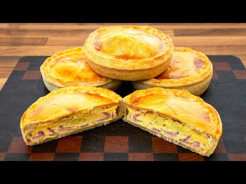 Bacon & Egg Pies:  A real classic old school recipe using Hot water crust pastry.