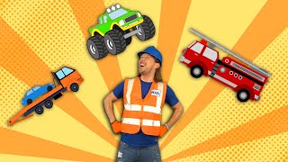 Fire Trucks Tow Trucks and Garbage Trucks | Handyman Hal learns about all Trucks for Kids