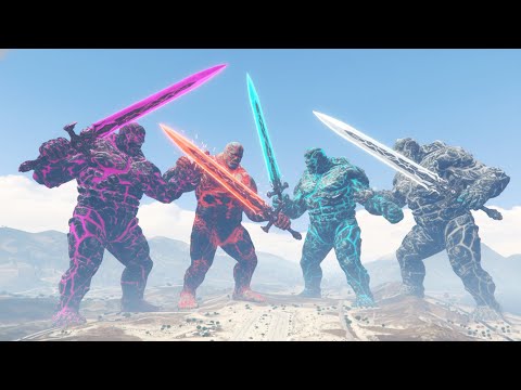 GTA 5 : LAVA GOD Vs ICE GOD Vs PINKI GOD Vs BLACK GOD GTA 5 MODS