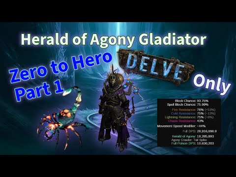 Herald of Agony Gladiator Zero to Hero Delve Only - [Part1][Path of Exile 3.27]