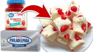 EASY Cream Cheese Christmas Candy Recipes - Cherry Cream Cheese Fudge
