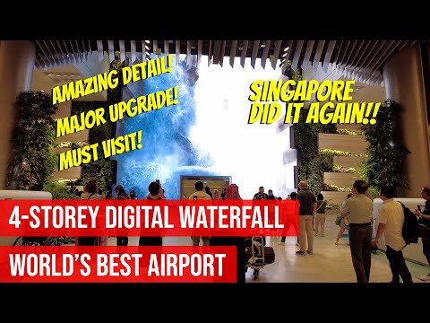 Cingapura fez isso de novo! Cachoeira Digital do Terminal 2 do Aeroporto de Changi | Detalhes incríveis! O melhor do mundo!