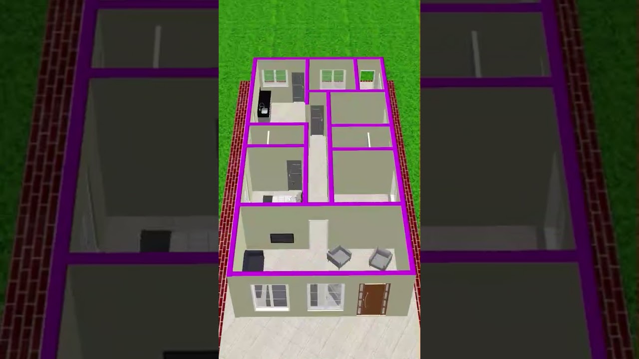 planta 3d casa 4 quartos -  #plantabaixa #arquitetura