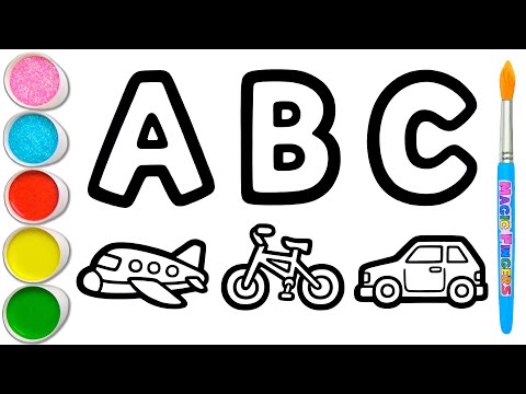 ✈️🚲🚗 Letters A, B, C for Airplane, Bicycle, Car Picture Drawing, Painting, Coloring for Kids #420