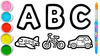 ✈️🚲🚗 Huruf A, B, C untuk Pesawat, Sepeda, Mobi Menggambar, Melukis, Mewarnai untuk Anak #420