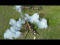 PAK40 overhead drone view of black powder blank being fired.