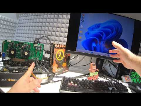 Tarjeta gráfica antigua 3dfx Voodoo2 adaptada para funcionar en un sistema moderno con AMD Ryzen 9 